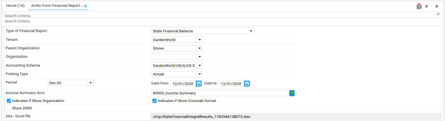 Sample params trial balance