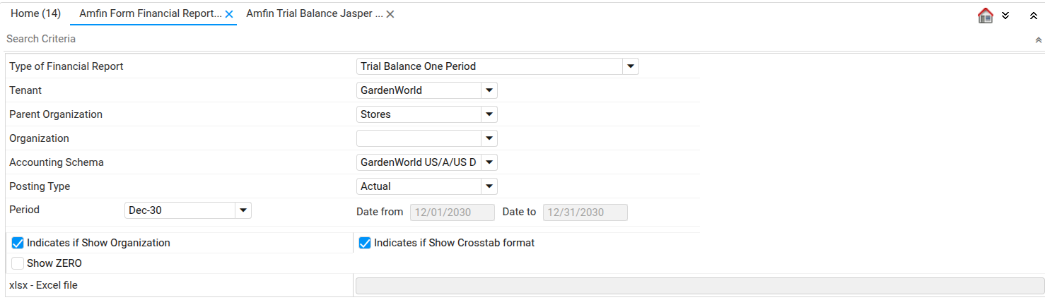 Sample params trial balance